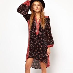 Free People Peacemaker Hi-Lo Sheath Dress | Black & Red | XS